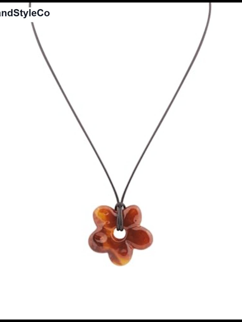 Chunky Irregular Resin Flower Pendant Necklace Boho Women Adjustable Cord